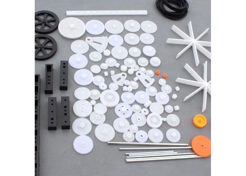  Engranajes de plástico modelo 85pcs engranaje plástico husillo  correa polea eje manga conjunto DIY fabricación de modelos científicos :  Juguetes y Juegos