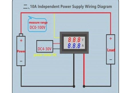 Mini voltímetro digital con amperímetro (100V 10A)