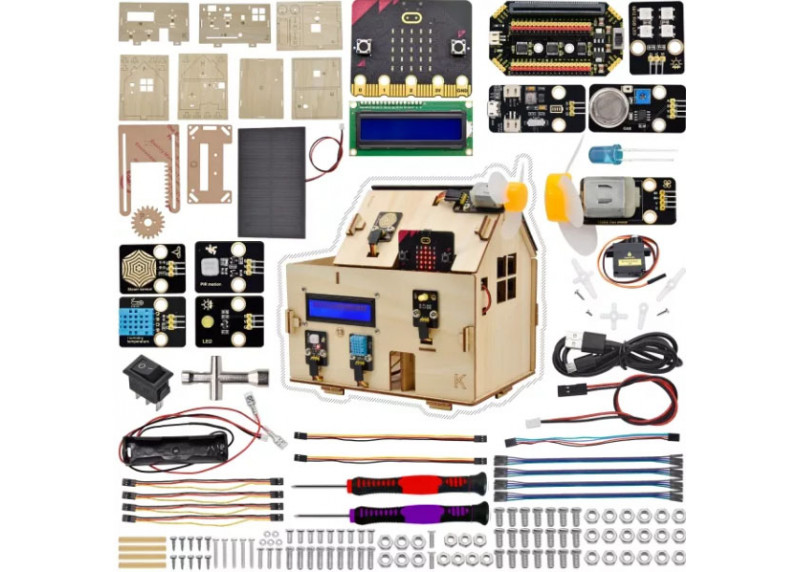 Casa de madera inicio de inicio de casa kit electrónica domótica  codificación juguetes de aprendizaje kit de sensores de bricolaje para  conjunto