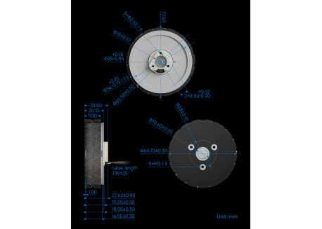 Motor Direct Drive con rueda y encoder (210 RPM)